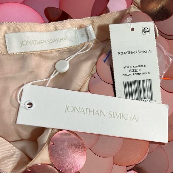 Jonathan Simkhai Elvira Pink Peony Multi Sequin Midi Skirt Size 0 - Picture 6 of 7